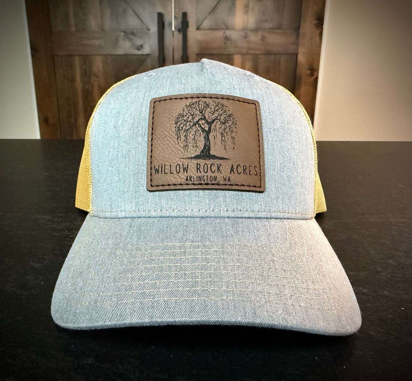 Richardson 112 trucker hat in Heather Grey/Amber Gold